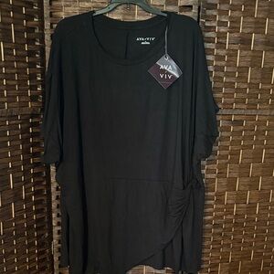 Ava & Viv Women's Elegant Black Short Sleeve Top